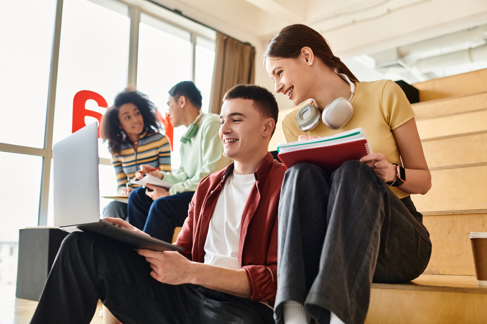 diverse-student-gathering-staircase
